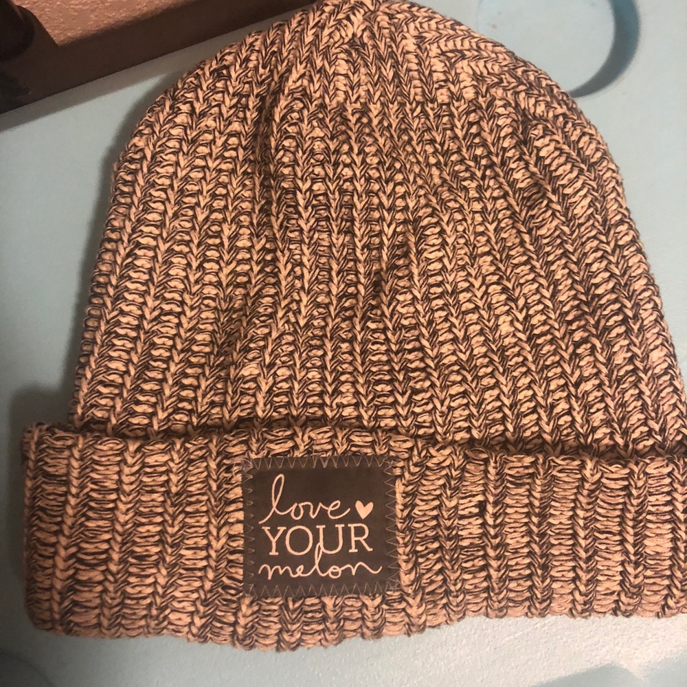black speckled knit love your melon hat